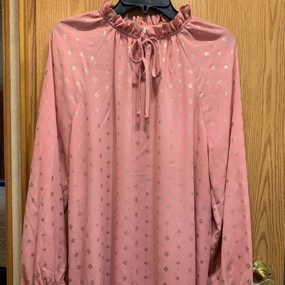 Time and tru dusty rose blouse